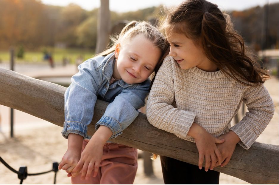 Две сестри правят сърце с ръцете си